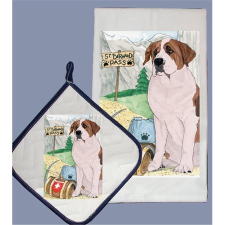 PIPSQUEAK PRODUCTIONS Dish Towel and Pot Holder Set - St. Bernard PI392885